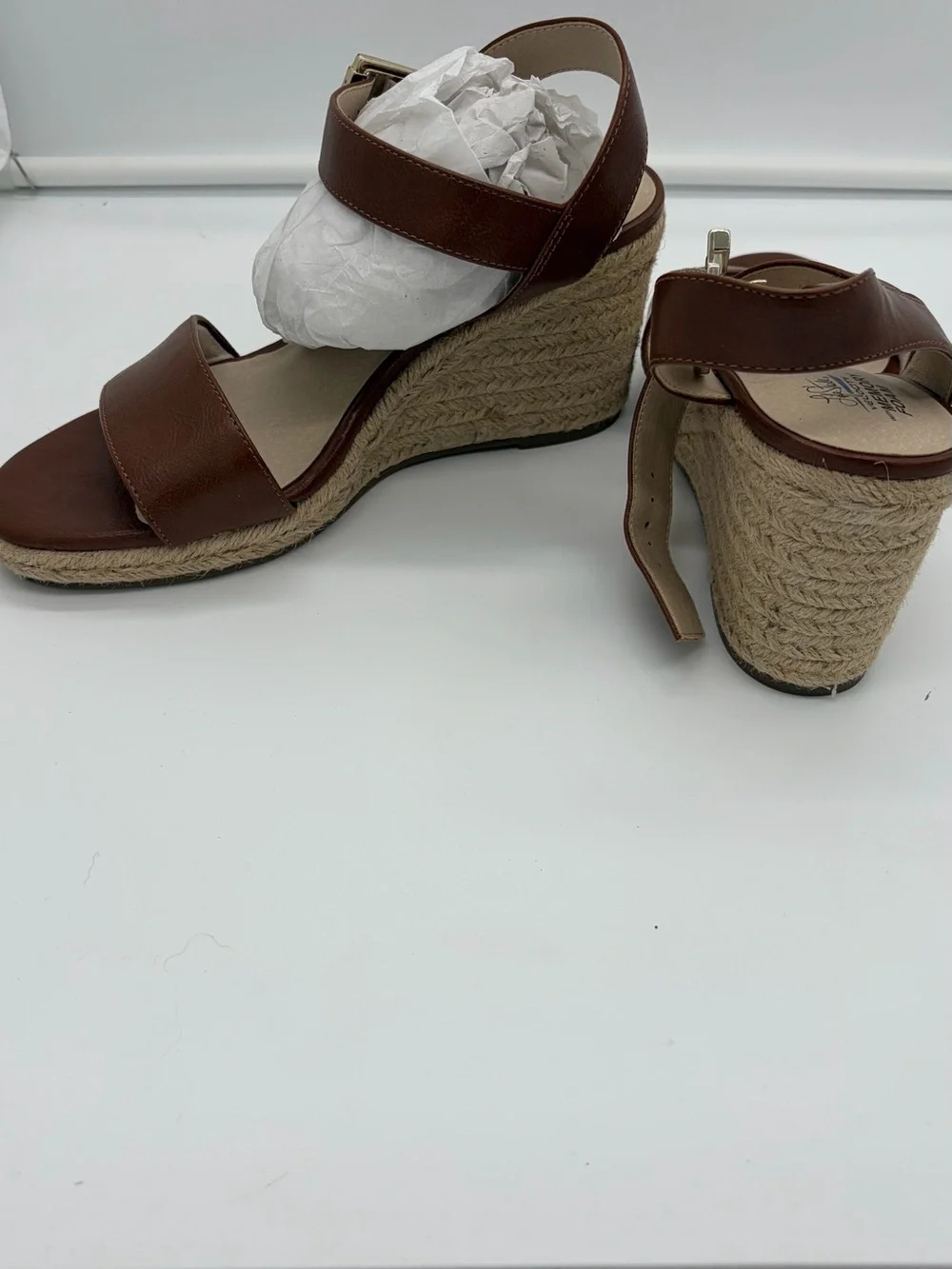 Women’s Brown Leather-Look Ankle Strap Sandals